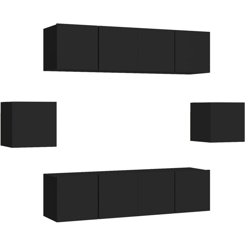 

Juego de mueble para TV de 6 piezas aglomerado negro - Negro - Vidaxl
