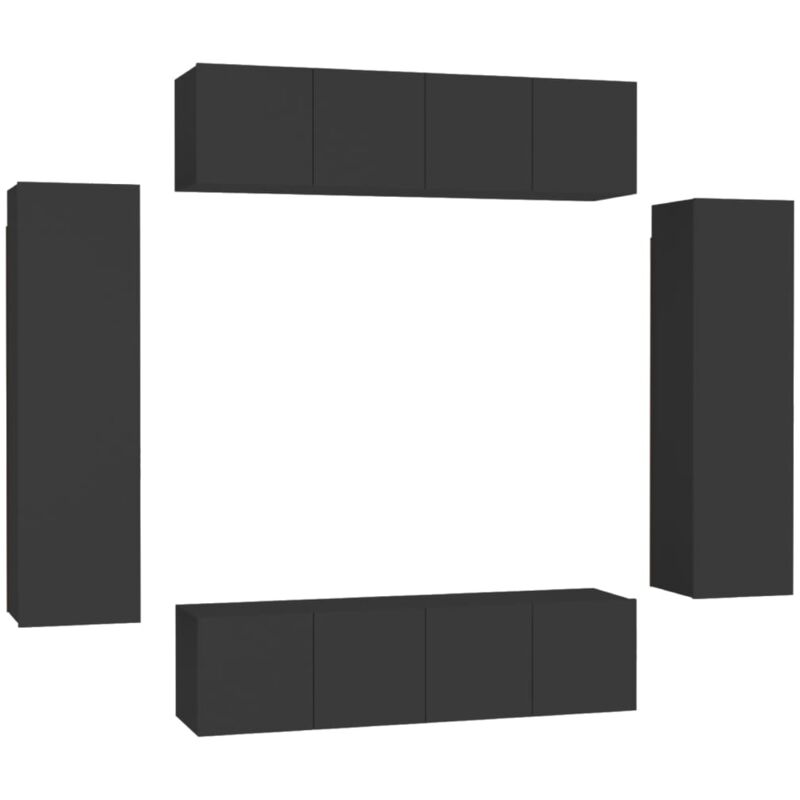 

Juego de mueble para TV de 6 piezas aglomerado negro - Negro - Vidaxl