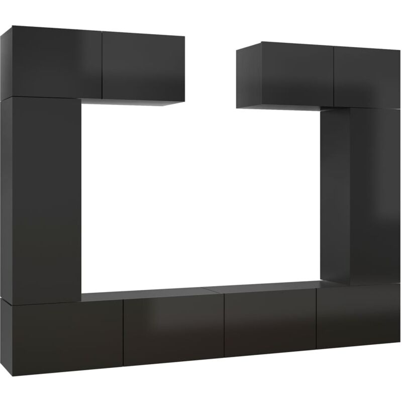 

Juego de mueble para TV de 6 piezas aglomerado negro brillante - Negro - Vidaxl