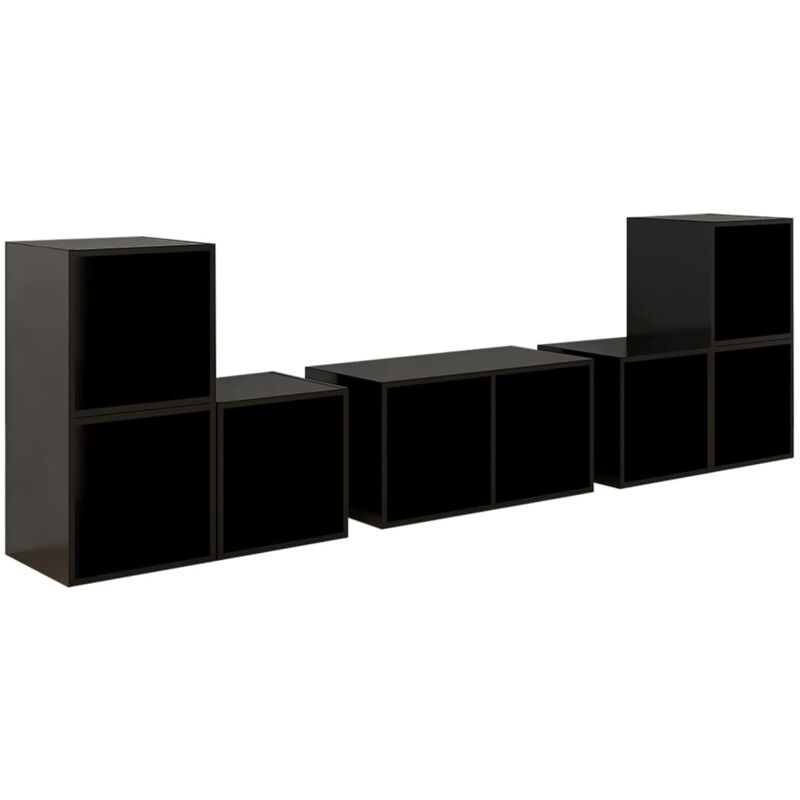 

Juego de mueble para TV de 6 piezas aglomerado negro - Negro - Vidaxl