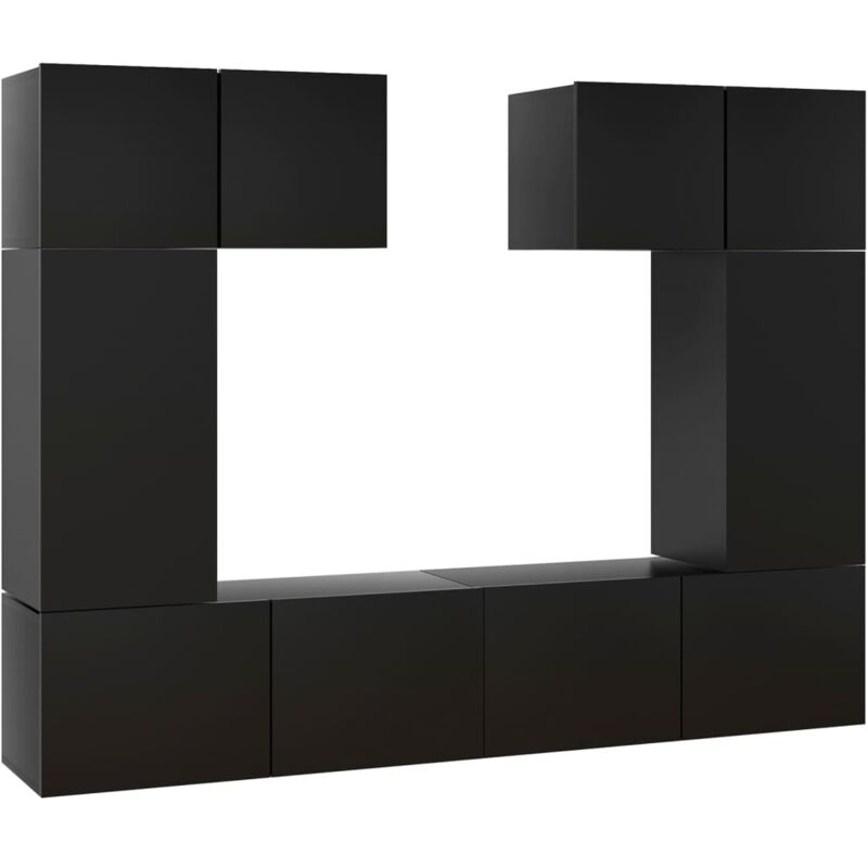 

Juego de mueble para TV de 6 piezas aglomerado negro - Negro - Vidaxl