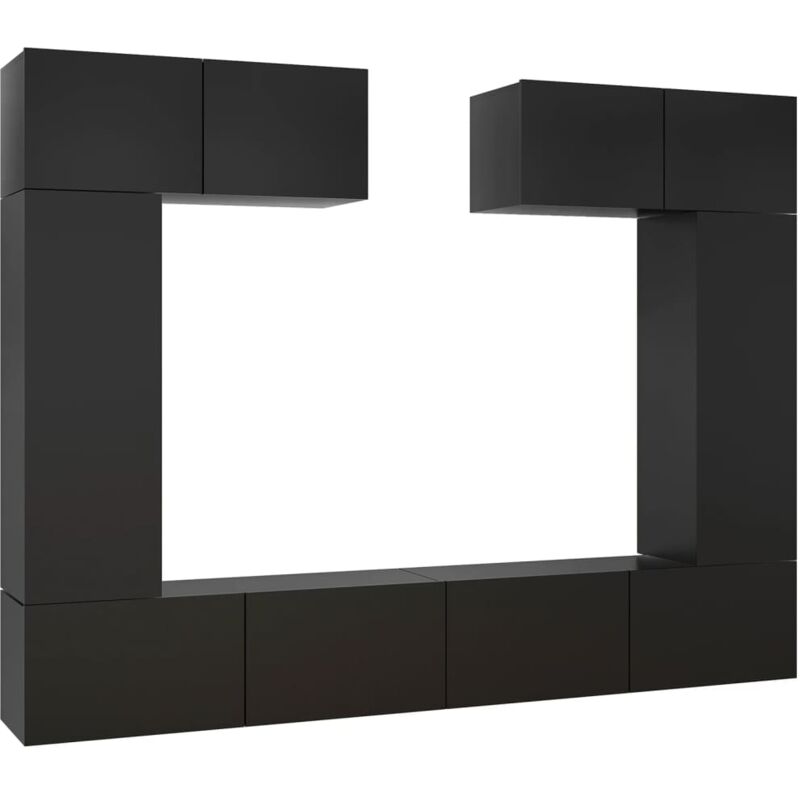 

Juego de mueble para TV de 6 piezas aglomerado negro - Negro - Vidaxl
