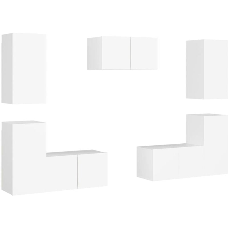 

Juego de mueble para TV de 7 piezas aglomerado blanco - Blanco - Vidaxl