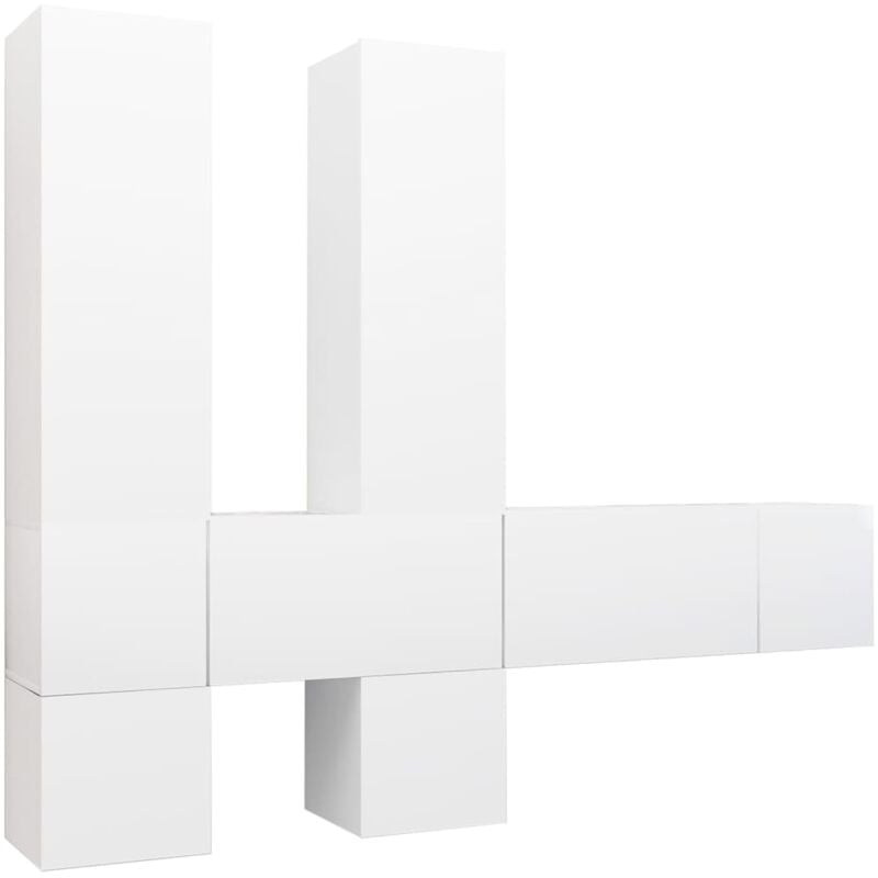 

Juego de mueble para TV de 7 piezas aglomerado blanco - Blanco - Vidaxl