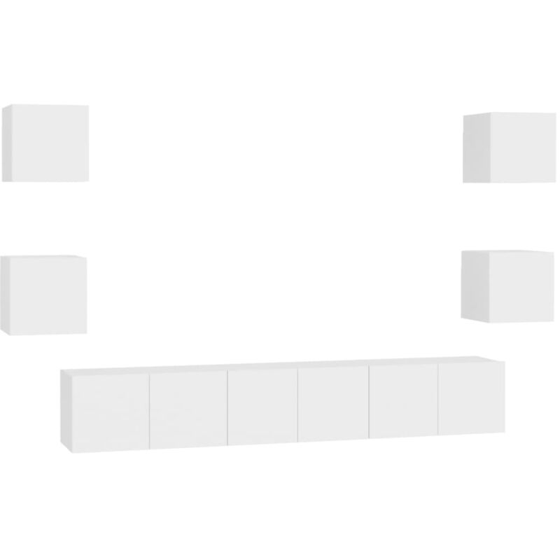 

Juego de mueble para TV de 7 piezas aglomerado blanco - Blanco - Vidaxl
