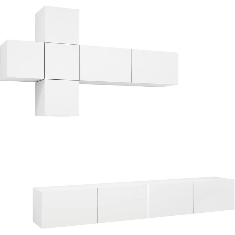 

Juego de mueble para TV de 7 piezas aglomerado blanco - Blanco - Vidaxl