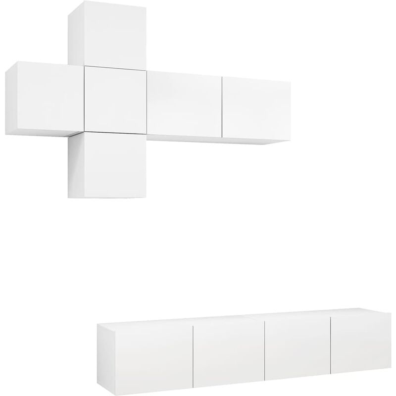 

Juego de mueble para TV de 7 piezas aglomerado blanco - Blanco - Vidaxl