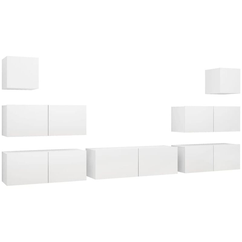 

Juego de mueble para TV de 7 piezas aglomerado blanco - Blanco - Vidaxl