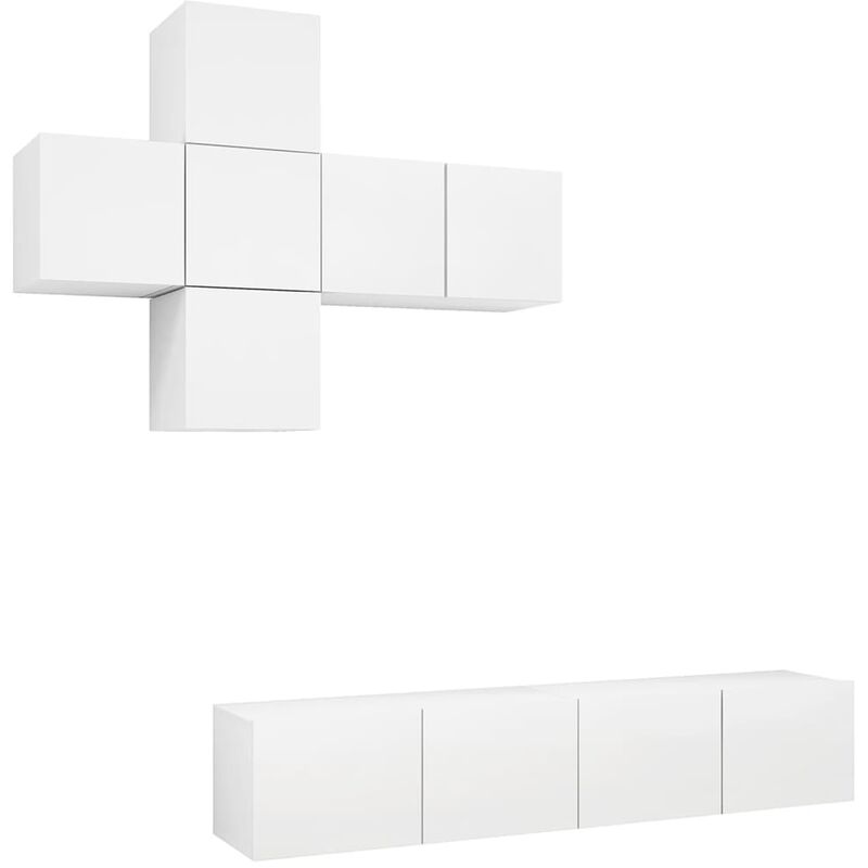 

Juego de mueble para TV de 7 piezas aglomerado blanco - Blanco - Vidaxl