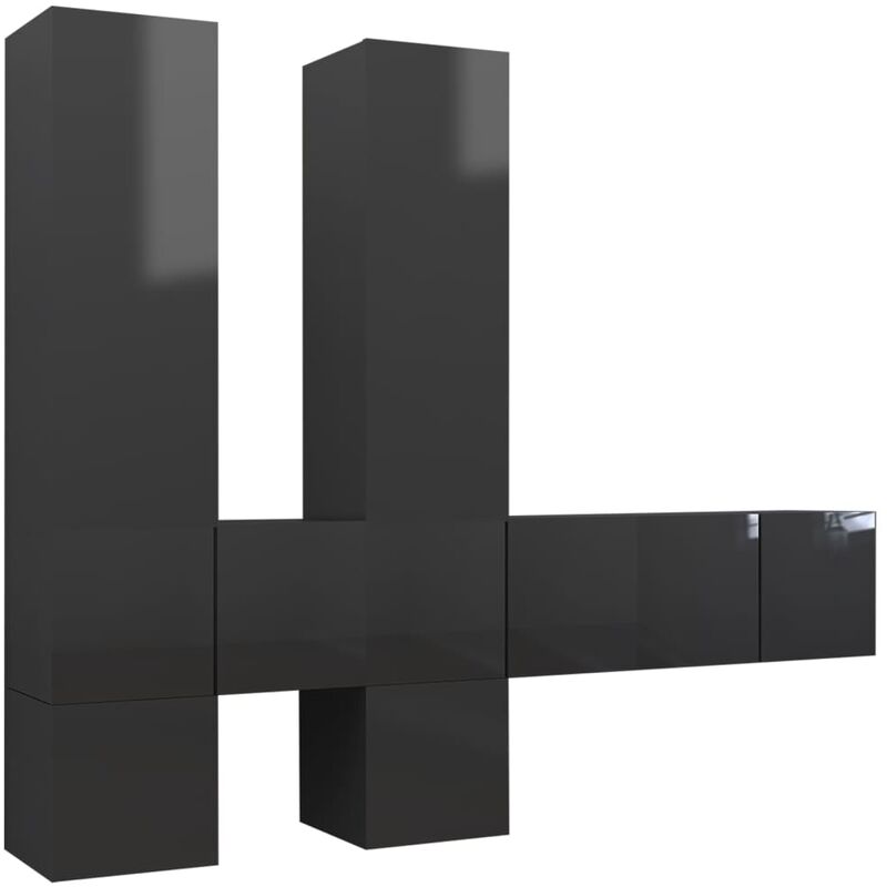 

Juego de mueble para TV de 7 piezas aglomerado gris brillante - Gris - Vidaxl