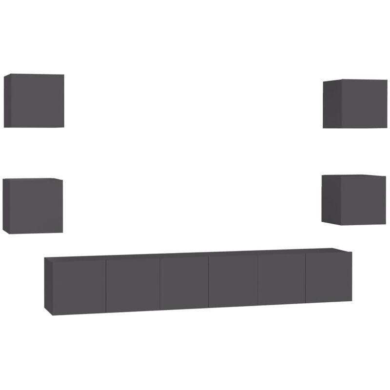

Juego de mueble para TV de 7 piezas aglomerado gris - Gris - Vidaxl