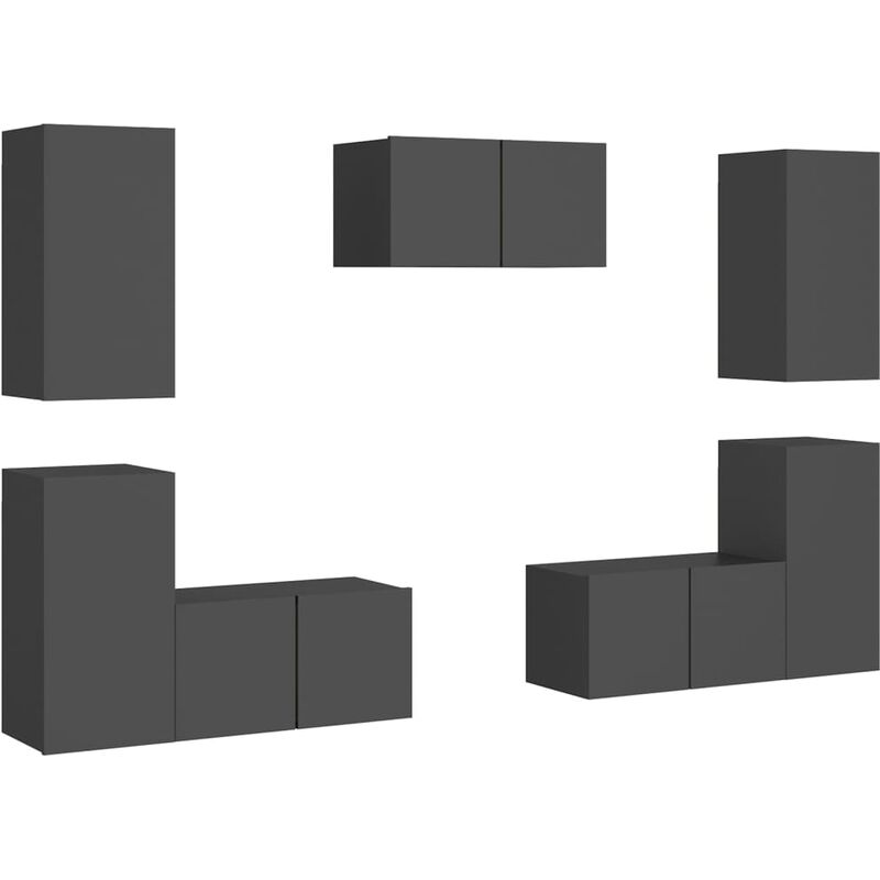 

Juego de mueble para TV de 7 piezas aglomerado gris - Gris - Vidaxl