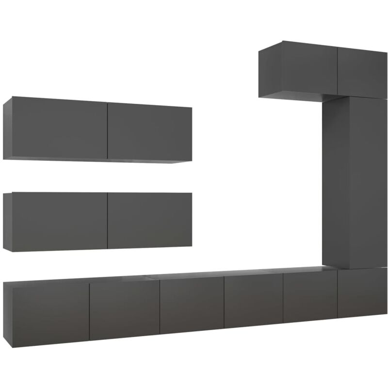 

Juego de mueble para TV de 7 piezas aglomerado gris - Gris - Vidaxl
