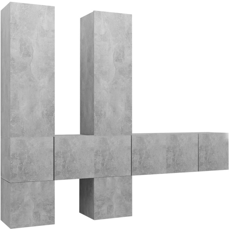 

Juego de mueble para TV de 7 piezas aglomerado gris hormigón - Gris - Vidaxl