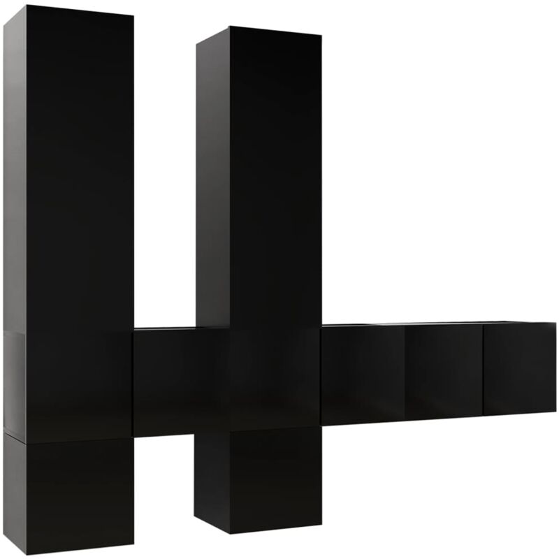 

Juego de mueble para TV de 7 piezas aglomerado negro - Negro - Vidaxl
