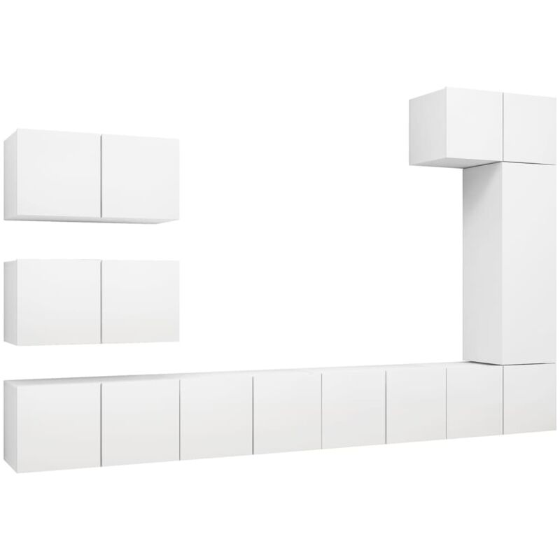 

Juego de mueble para TV de 8 piezas aglomerado blanco - Blanco - Vidaxl