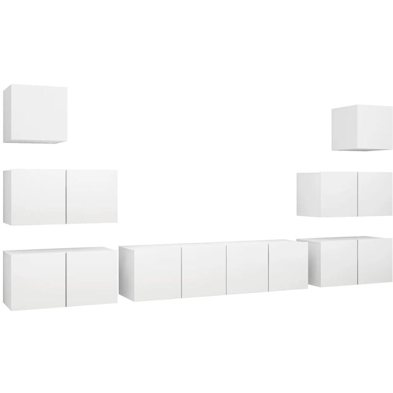 

Juego de mueble para TV de 8 piezas aglomerado blanco - Blanco - Vidaxl