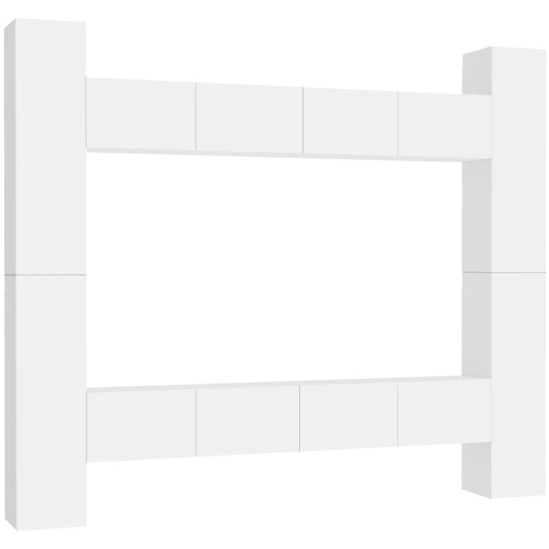 

vidaXL Juego de mueble para TV de 8 piezas aglomerado blanco - Blanco