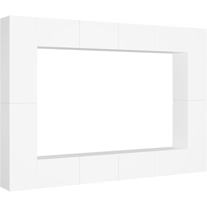 

vidaXL Juego de mueble para TV de 8 piezas aglomerado blanco - Blanco