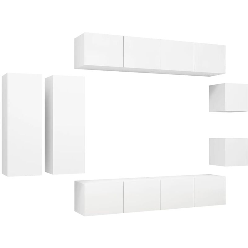 

Juego de mueble para TV de 8 piezas aglomerado blanco - Blanco - Vidaxl