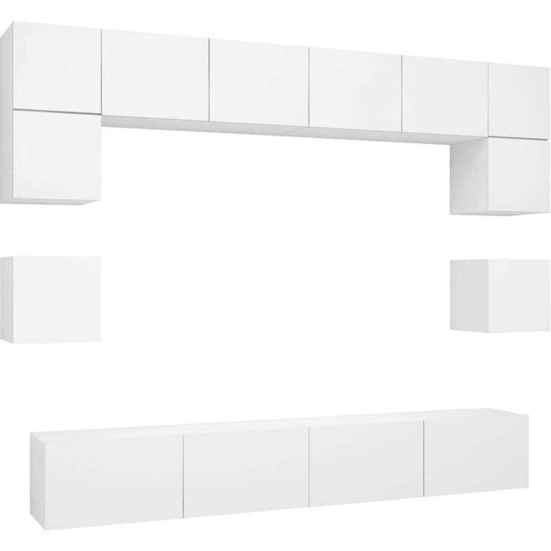 

Juego de mueble para TV de 8 piezas aglomerado blanco - Blanco - Vidaxl