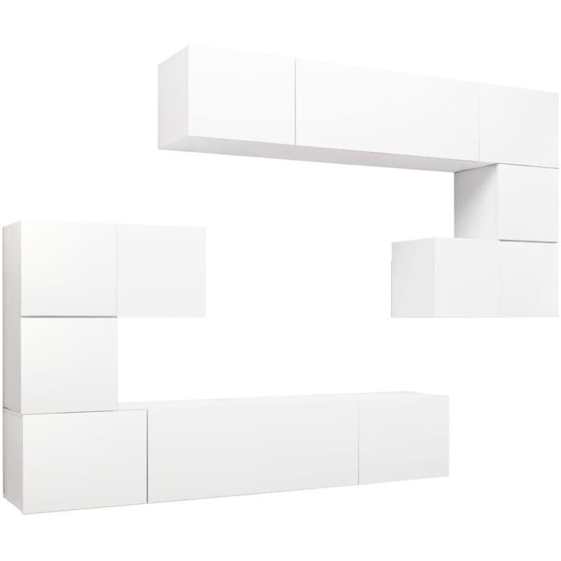 

Juego de mueble para TV de 8 piezas aglomerado blanco - Blanco - Vidaxl