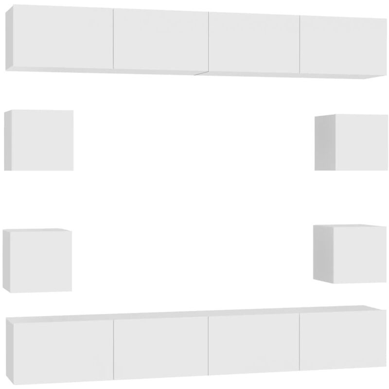 

Juego de mueble para TV de 8 piezas aglomerado blanco - Blanco - Vidaxl