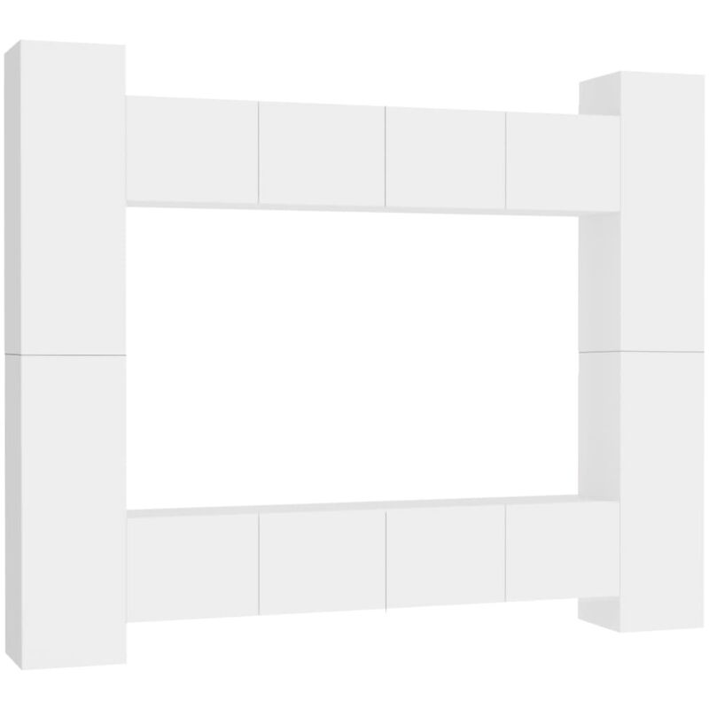

Juego de mueble para TV de 8 piezas aglomerado blanco - Blanco - Vidaxl