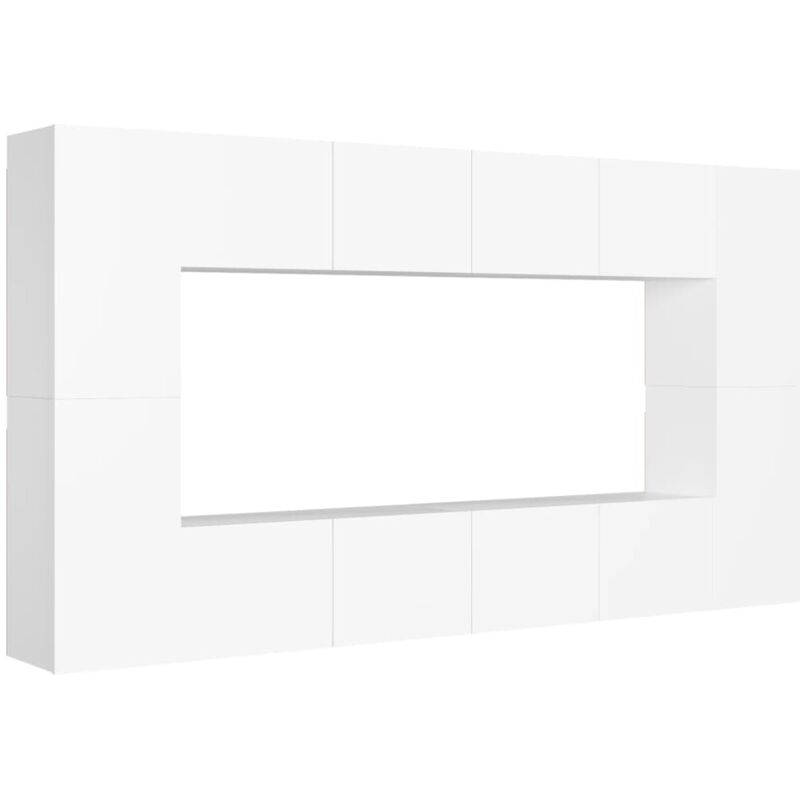 

Juego de mueble para TV de 8 piezas aglomerado blanco - Blanco - Vidaxl