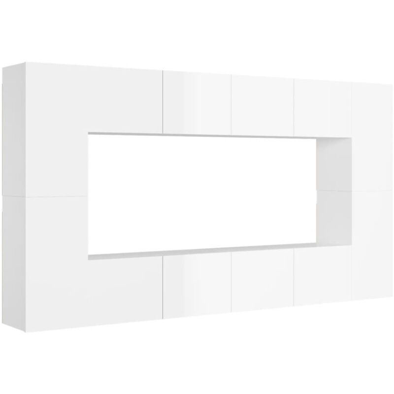 

Juego de mueble para TV de 8 piezas aglomerado blanco brillante - Blanco - Vidaxl