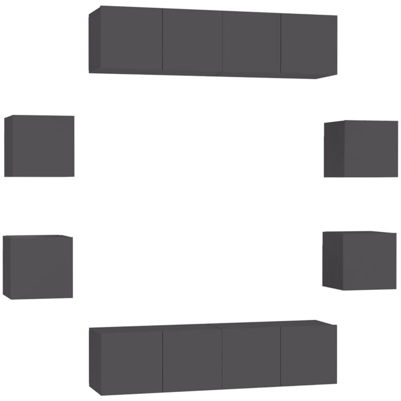 

Juego de mueble para TV de 8 piezas aglomerado gris - Gris - Vidaxl