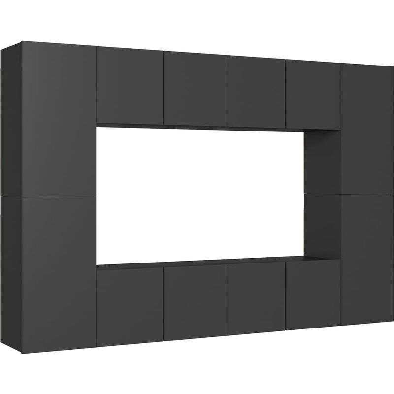 

vidaXL Juego de mueble para TV de 8 piezas aglomerado gris - Gris