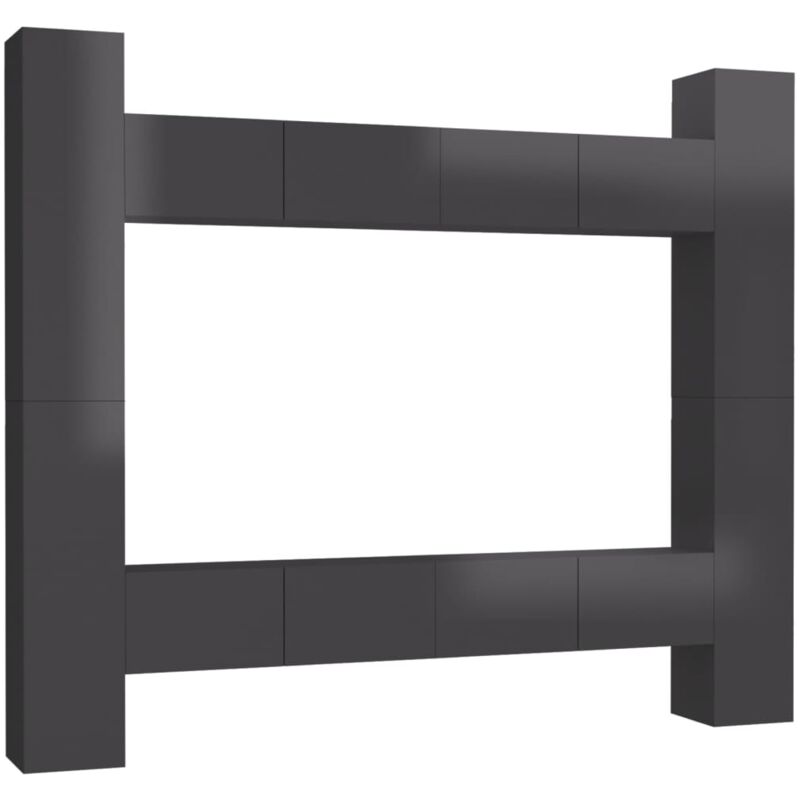 

Juego de mueble para TV de 8 piezas aglomerado gris brillante - Gris - Vidaxl