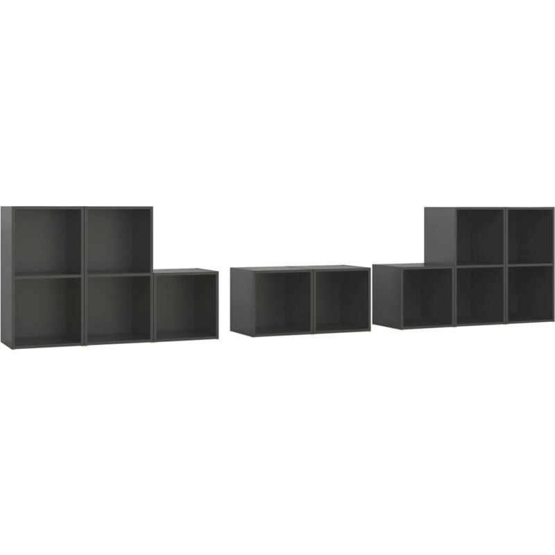 

Juego de mueble para TV de 8 piezas aglomerado gris - Gris - Vidaxl