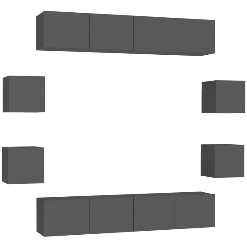 

Juego de mueble para TV de 8 piezas aglomerado gris - Gris - Vidaxl