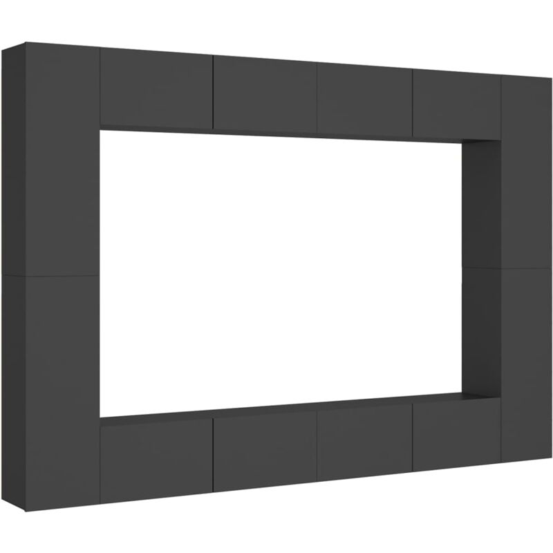 

Juego de mueble para TV de 8 piezas aglomerado gris - Gris - Vidaxl