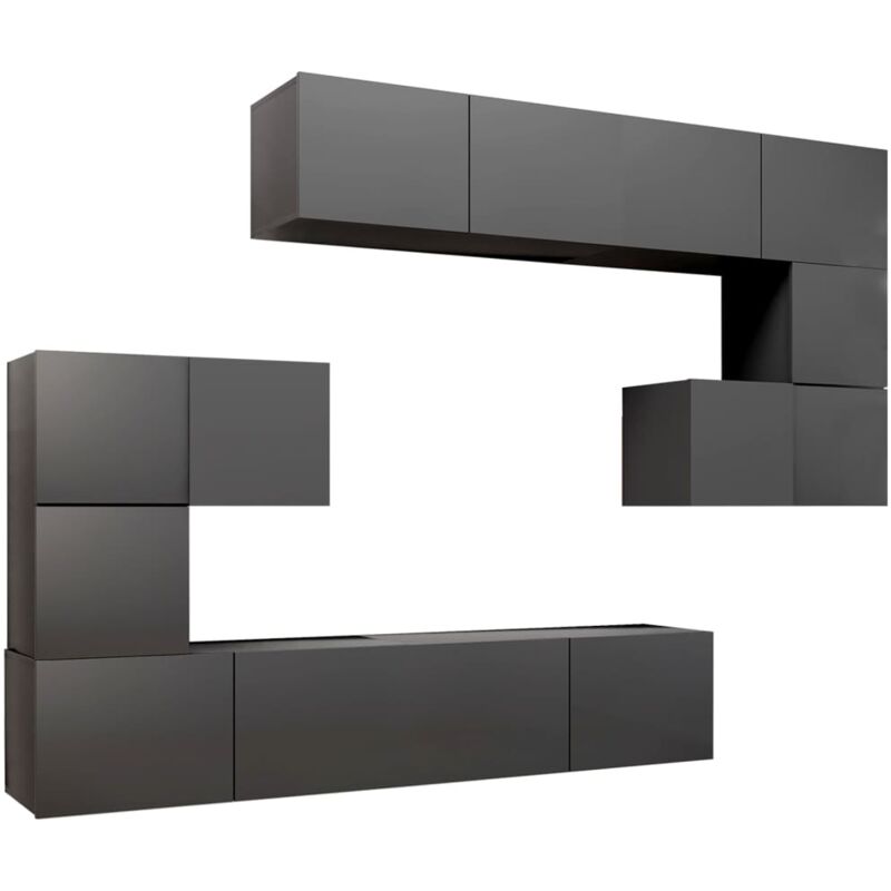 

Juego de mueble para TV de 8 piezas aglomerado gris - Gris - Vidaxl
