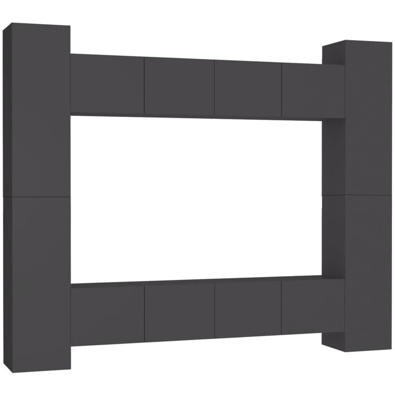 

Juego de mueble para TV de 8 piezas aglomerado gris - Gris - Vidaxl