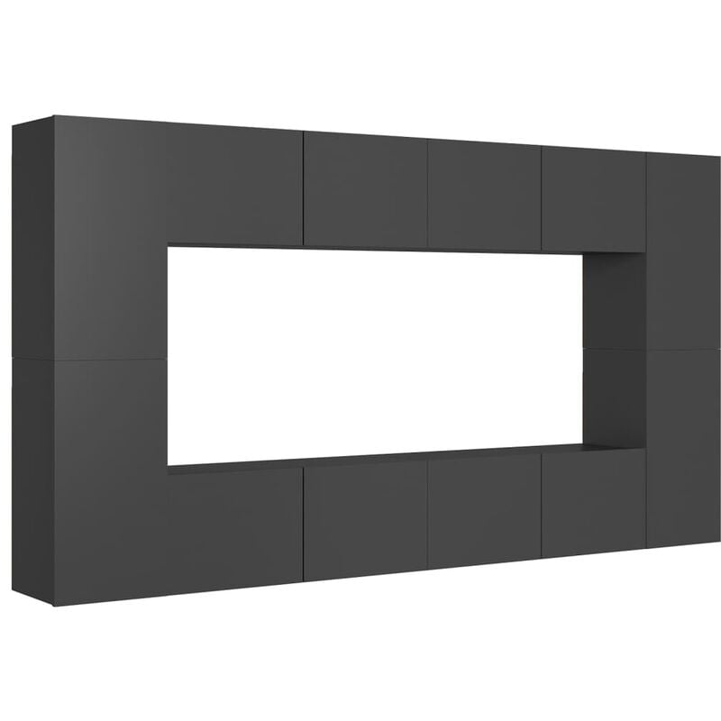 

Juego de mueble para TV de 8 piezas aglomerado gris - Gris - Vidaxl