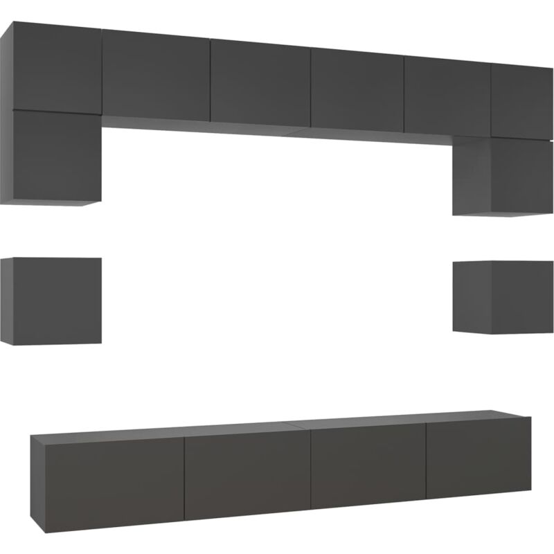 

Juego de mueble para TV de 8 piezas aglomerado gris - Gris - Vidaxl