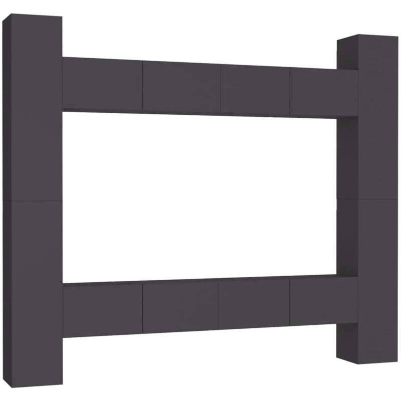 

Juego de mueble para TV de 8 piezas aglomerado gris - Gris - Vidaxl