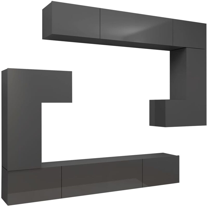 

Juego de mueble para TV de 8 piezas aglomerado gris - Gris - Vidaxl