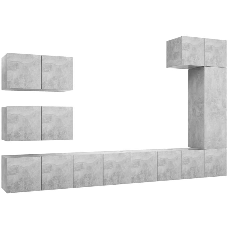 

Juego de mueble para TV de 8 piezas aglomerado gris hormigón - Gris - Vidaxl