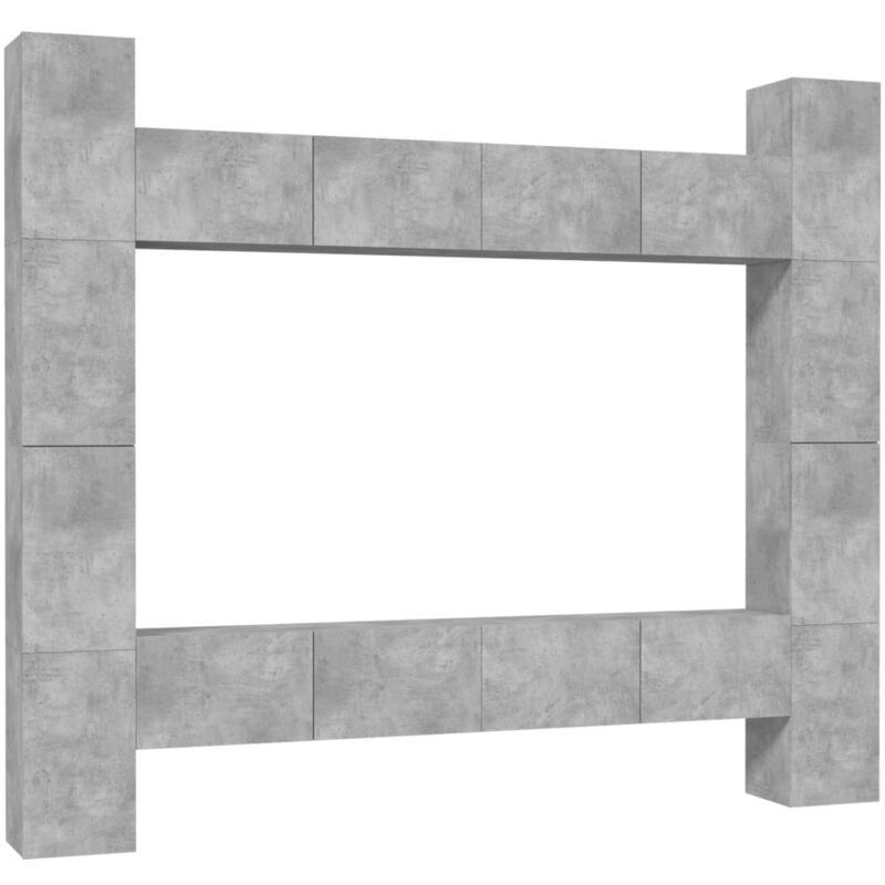 

Juego de mueble para TV de 8 piezas aglomerado gris hormigón - Gris - Vidaxl