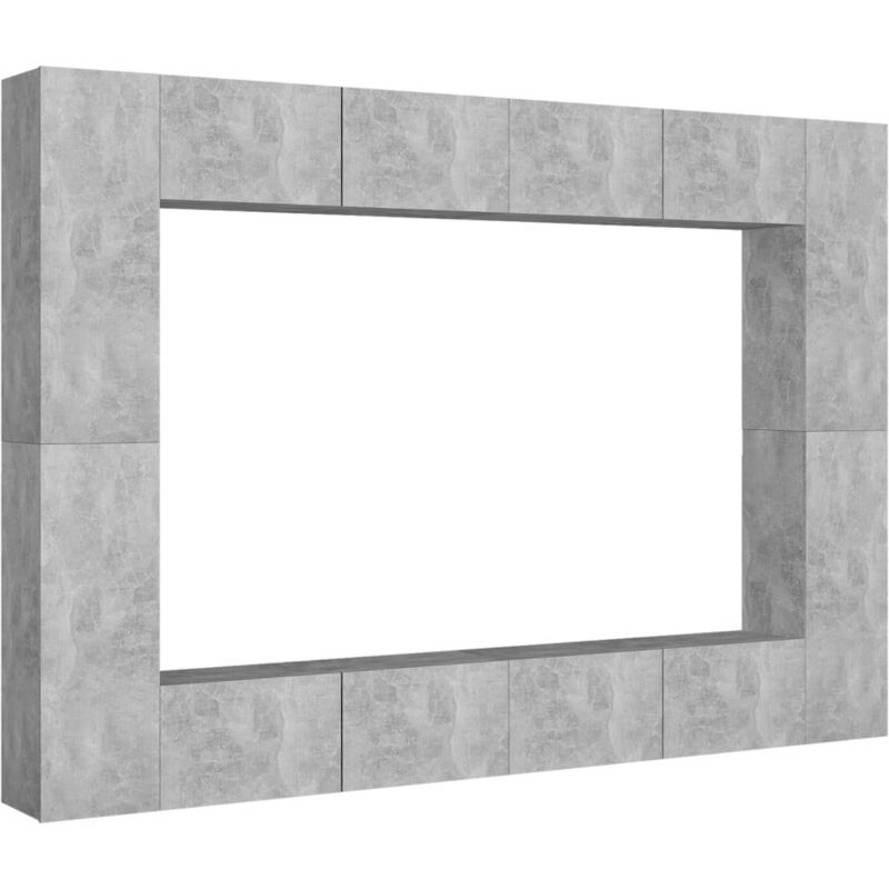 

vidaXL Juego de mueble para TV de 8 piezas aglomerado gris hormigón - Gris