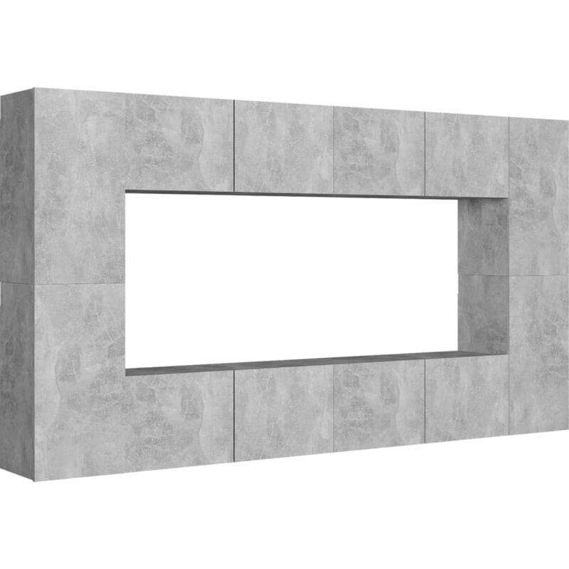 

Juego de mueble para TV de 8 piezas aglomerado gris hormigón - Gris - Vidaxl