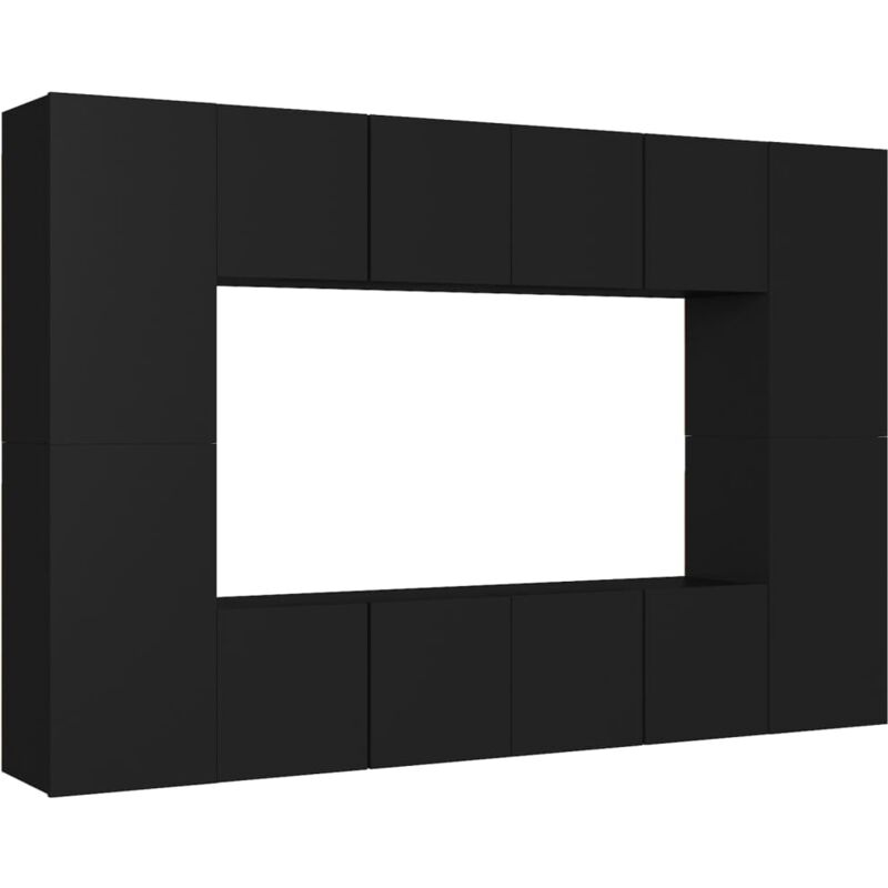 

Juego de mueble para TV de 8 piezas aglomerado negro - Negro - Vidaxl