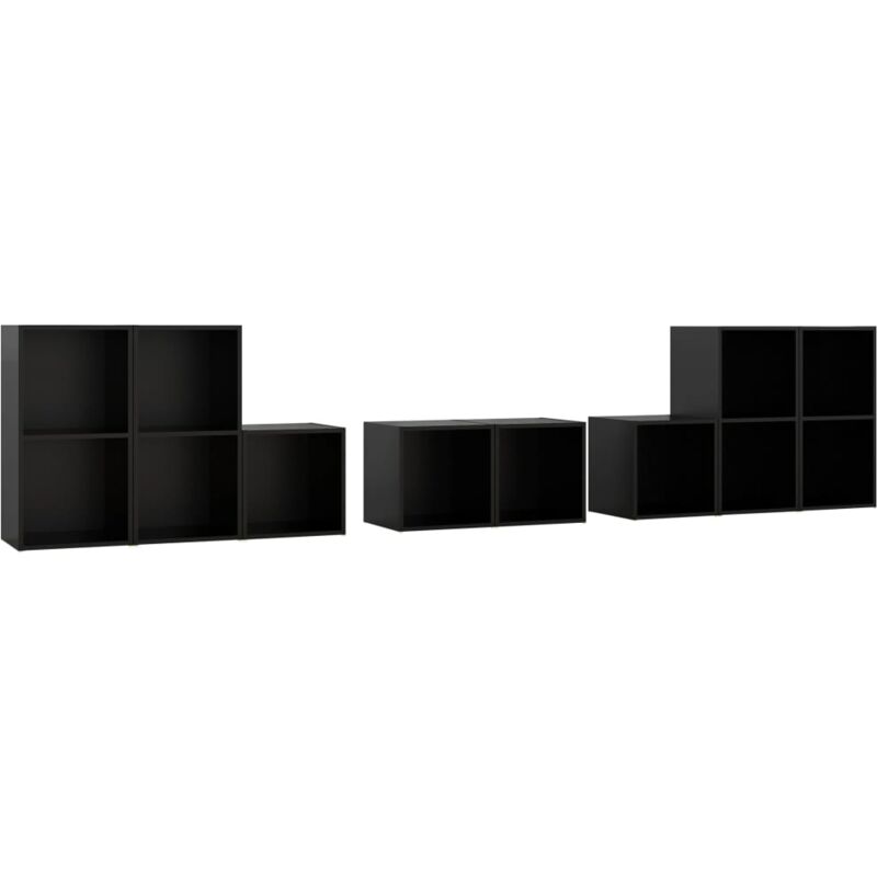 

Juego de mueble para TV de 8 piezas aglomerado negro - Negro - Vidaxl