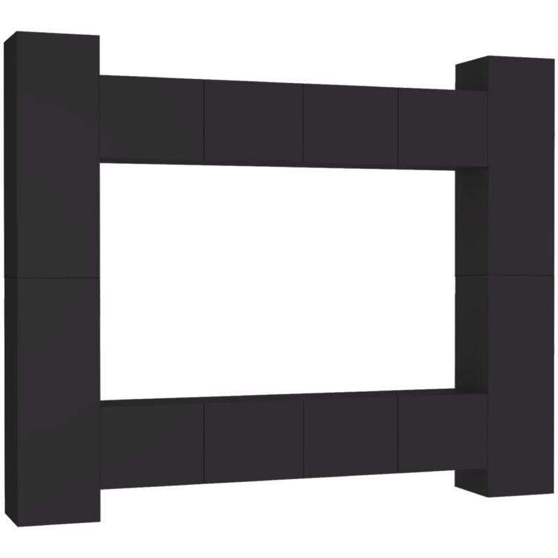 

Juego de mueble para TV de 8 piezas aglomerado negro - Negro - Vidaxl