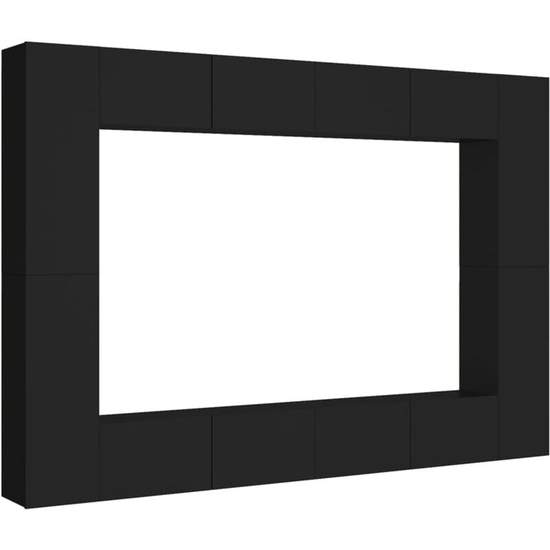 

Juego de mueble para TV de 8 piezas aglomerado negro - Negro - Vidaxl